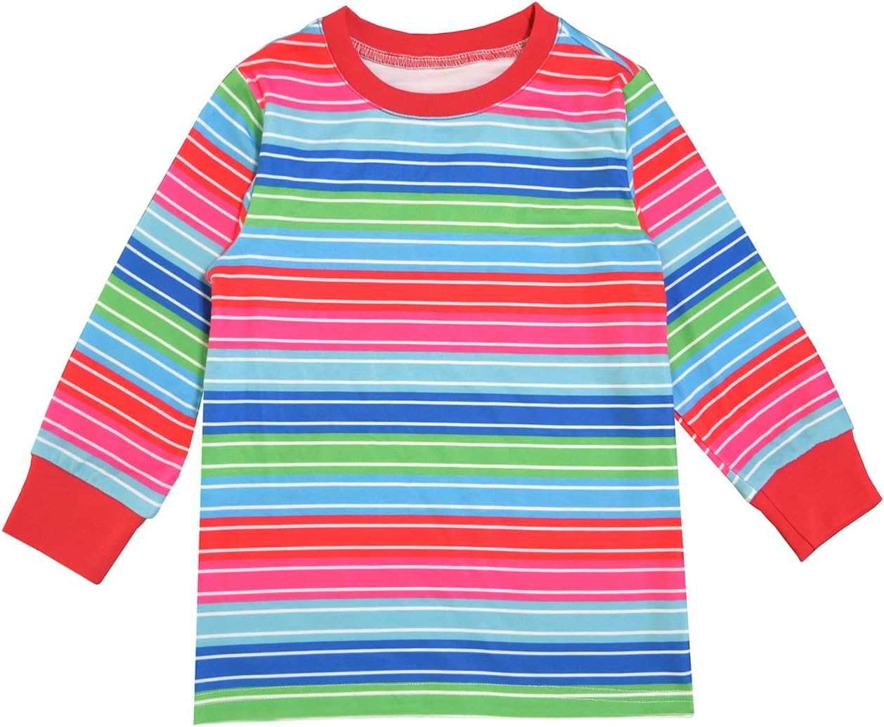 Children Fun Colorful Costume Creepy Rainbow Striped Multicolored Tee Casual Long Sleeve Shirt for Boys Girls
