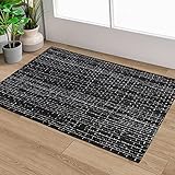 Fixseed Small Boho Rug 2 x 3 Cotton Rugs Washable Black White Kitchen Runner Rug, Woven Throw Rug In