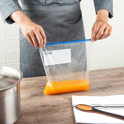 Miniatura 5 de Restaurantware -Bag Tek - Bolsas deslizantes para congelador de 1 galón, 25 bolsas desechables con cremallera - Cremallera deslizante, fondo