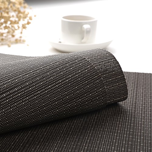 Myir Jun Place Mats, Table Mats Set Of 8 Indoor Placemats Washable Non-Slip Heatproof Woven Placemats For Dining Table Fabric Place Mat Pvc (Dark Gray, Set Of 8) #TOP5