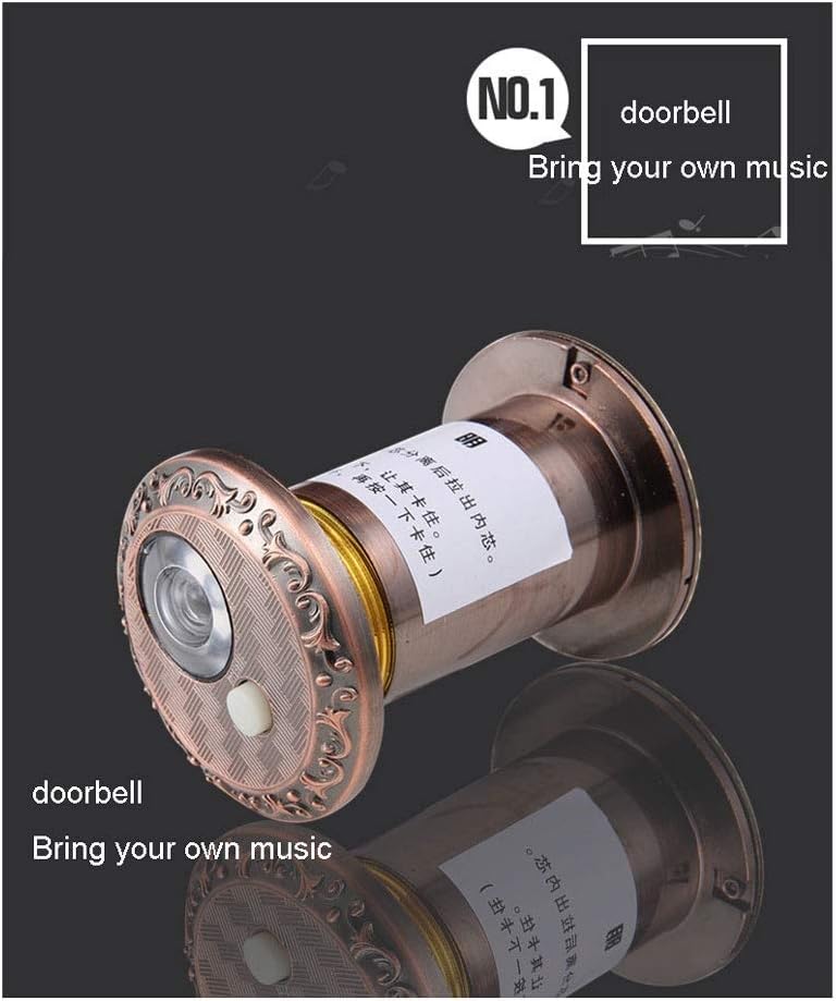Zinc Alloy Doorbell Door Mirror Security Door,Door Viewer 220-degree Wide Angle,35mm Peephole for Villa House Office Apartment Home Security (Color : Gold)