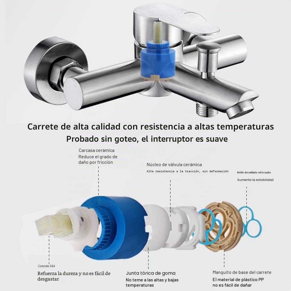 Grifo Para Bañera, Mezclador Monomando, con Desviador Manual, Montaje en Pared, con Salida de Ducha y Baño