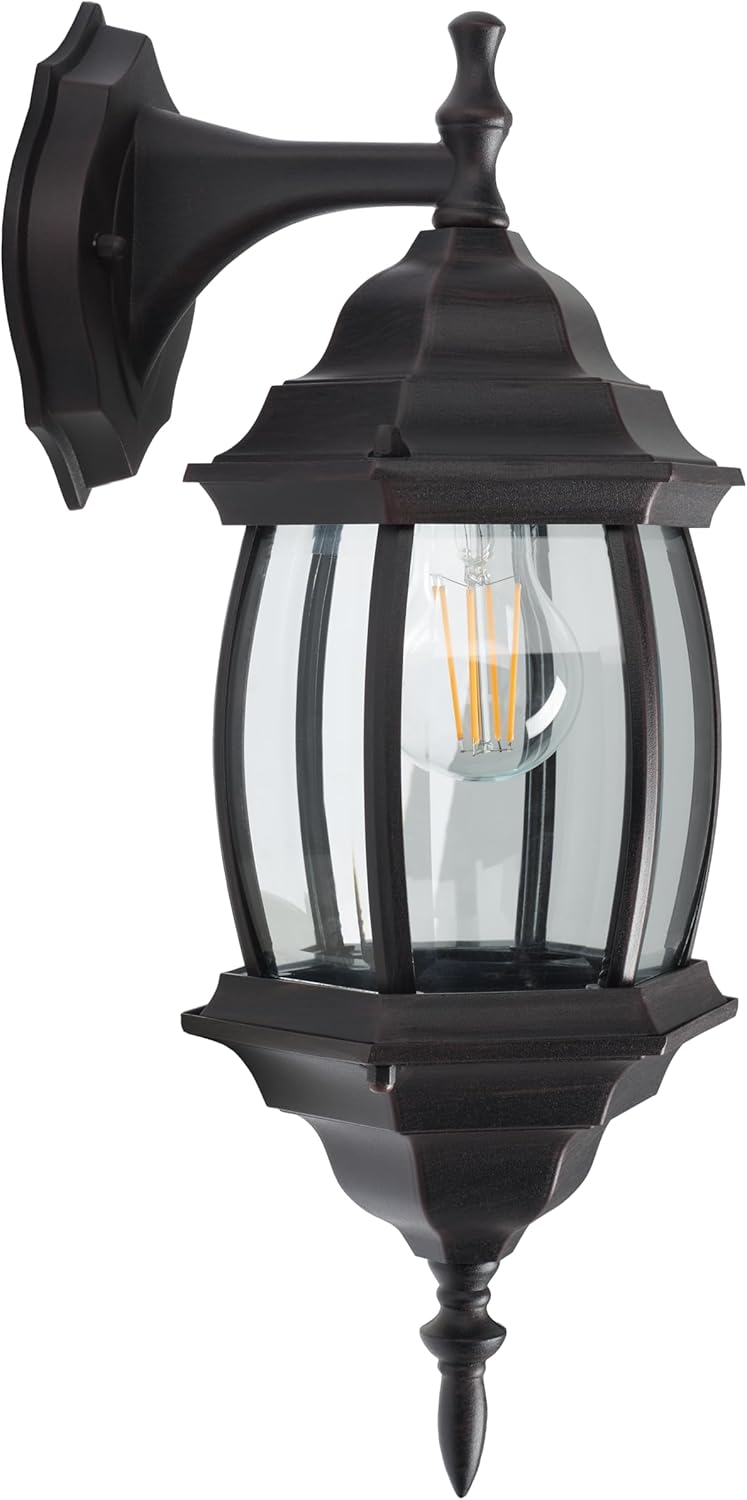 SAFAVIEH Lighting Collection Grazia Oil-Rubbed Bronze Outdoor Sconce Set of 2 Light Fixture (LED Bulbs Included)