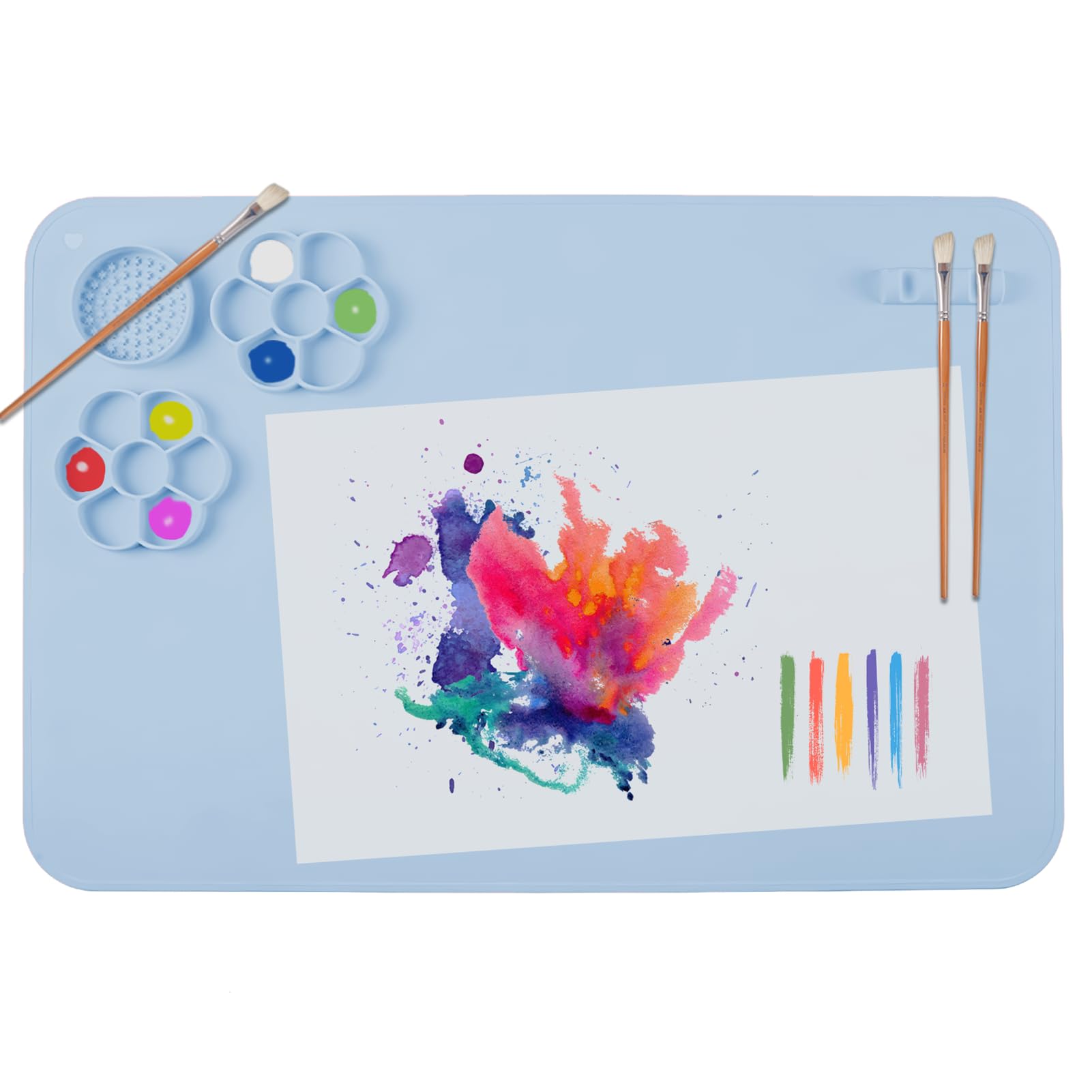 Tapis Peinture Silicone Enfant 60x40cm - Antiadhésif Et Lavable - Rose