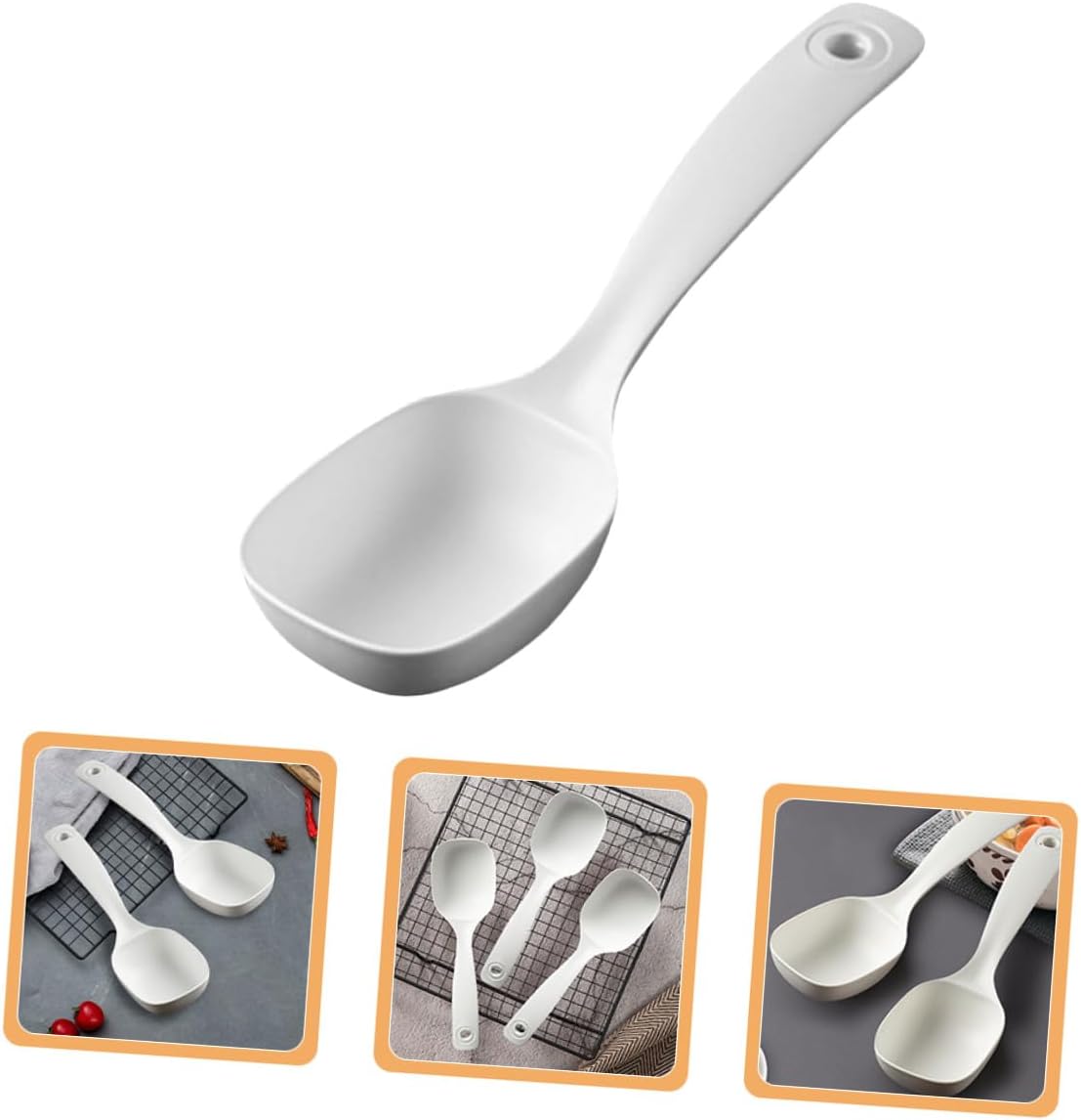 VALICLUD 4pcs Long Handle Soup Spoons Serving Ladles Porridge Spoons Kitchen Canteen Restaurant Sturdy Flatware Set for Soup and Wonton