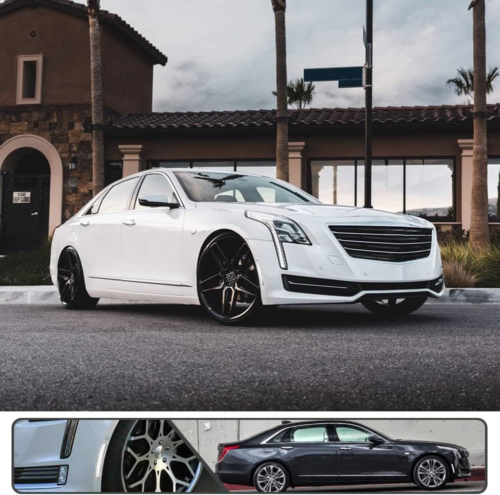 2Pcs White LED CT6-V LED Side Marker Light for Ca'dillac CT6 2016 2017 2018 2019 2020, CT6-V 2019-2020 Side Blinker Light Bumper Indicator Turn Signal Lights Replace OEM Side Marker Lamp Clear Lens