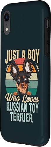 Miniatura 2 de iPhone XR Just A Boy Who Loves Russian Toy Terrier Dog Retro Vintage Case