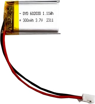 FITHOOD 602030 3.7v Battery 300mAh Lithium Polymer Rechargeable Battery with JST Connector for Household Appliances