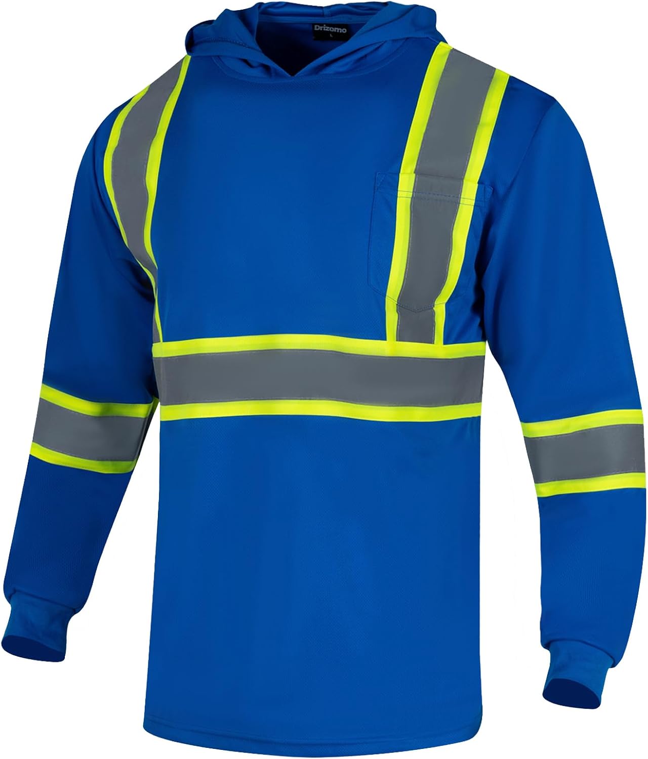 High Visibility Safety Shirts for Men with Hood Reflective Long Sleeve Shirt ASIN Class 3 Hi Vis Construction T Shirt