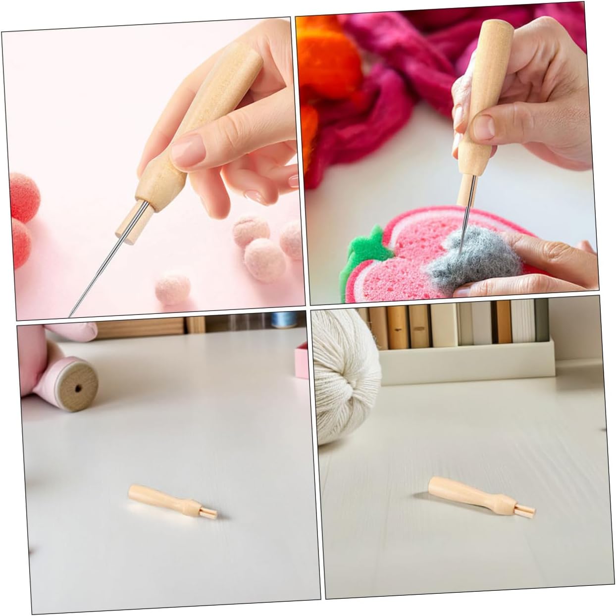 VILLCASE 9pcs Needle Felting Tools with Wooden Handles for Crafts and Art Projects Comfortable Long Handle Design for Easy Wool Penetration Suitable for Beginners and Professionals