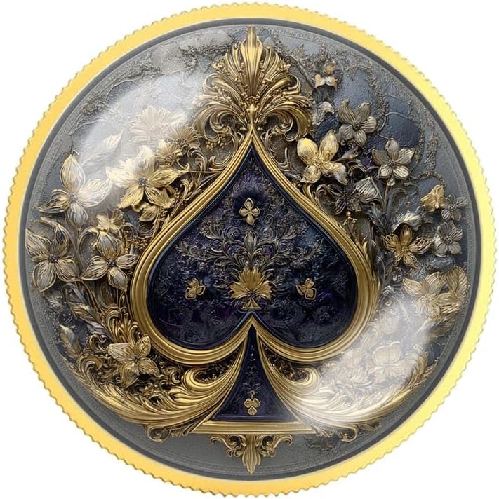 Floral Ace of Spades Sobriety Coin | Personalized AA NA Recovery Token | Custom Name Sobriety Date | Gold or Silver | Sobriety Chip Gift (Gold)
