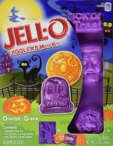 JELL-O Jigglers Halloween Mold Kit, Orange and Grape, 12 Ounce