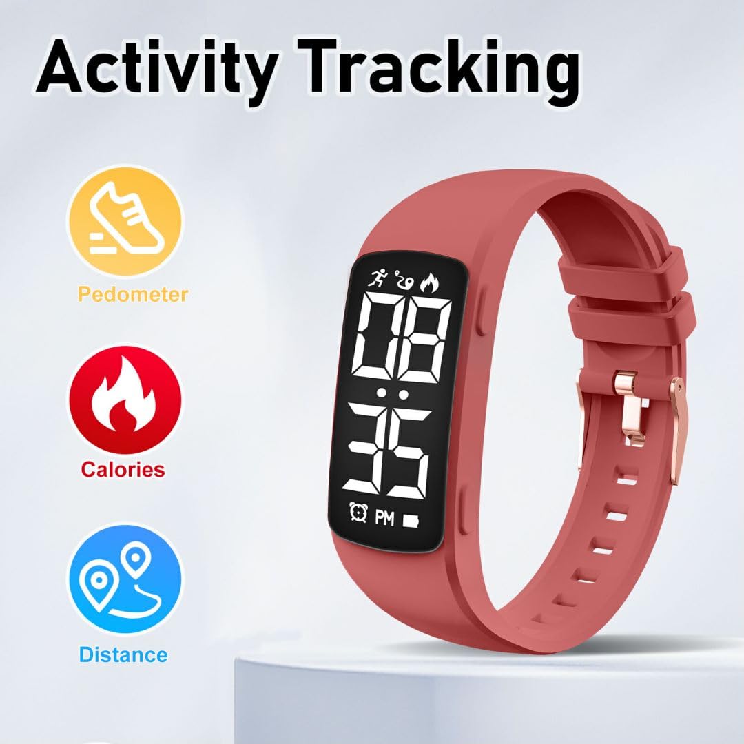 aswan watch Reloj Digital para Niñas y Niños con Cronómetro,Podómetro,Distancia y Calorías sin APPs ni Móvil,Calendario,Despertador-Reloj Fitness Tracker Infantil con Correa de Silicona