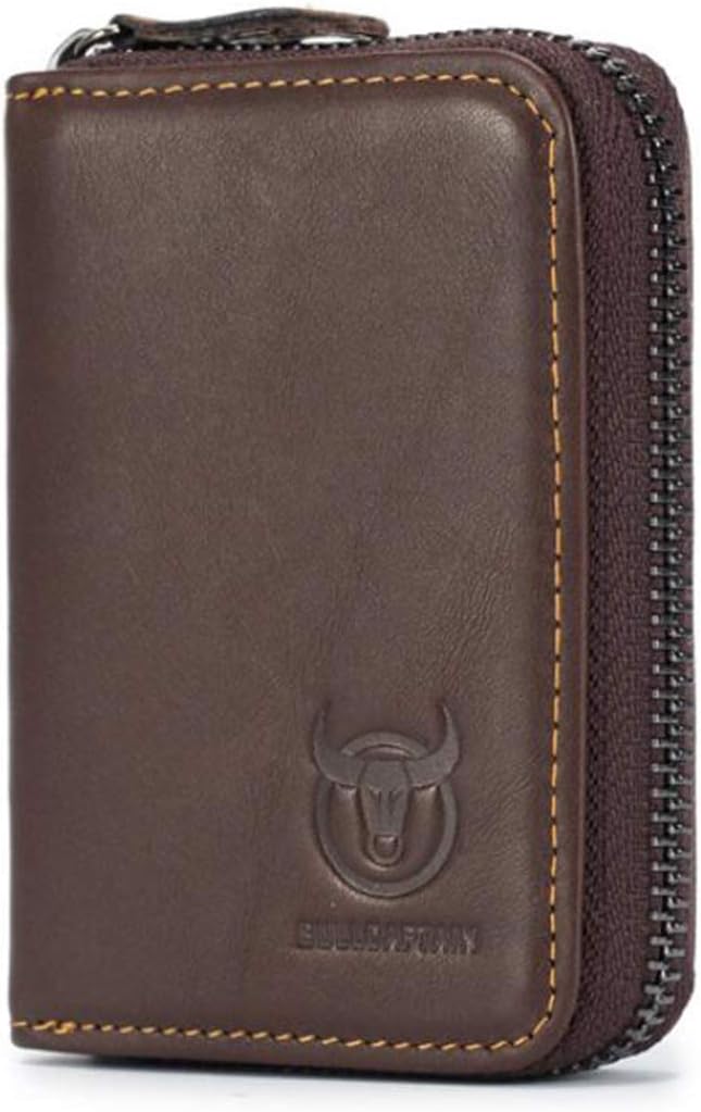 Coiol Best Rfid Blocking Genuine Leather Zipper Wallet Secure for Men & Women Slim Credit Cards Business