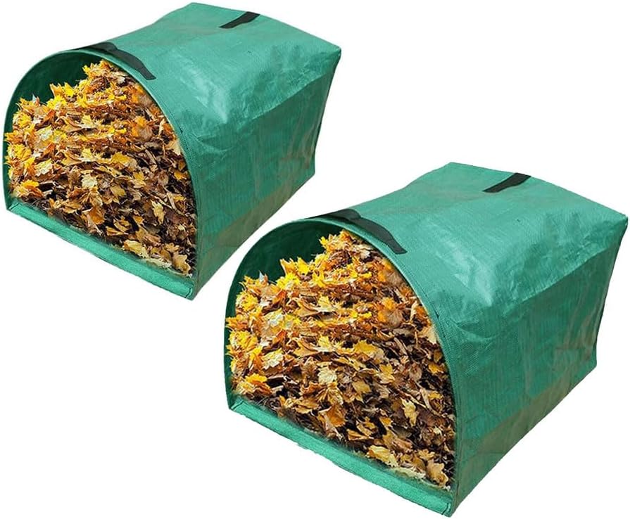 Gardenpal 2-pack Yard Waste Bags for Collecting Leaves, PE Gardening Bags, Lawn and Leaf Bags, Large Yard Dustpan-Type Garden Bag, Reuseable Garden Waste Container, 53 Gallon Per Bag
