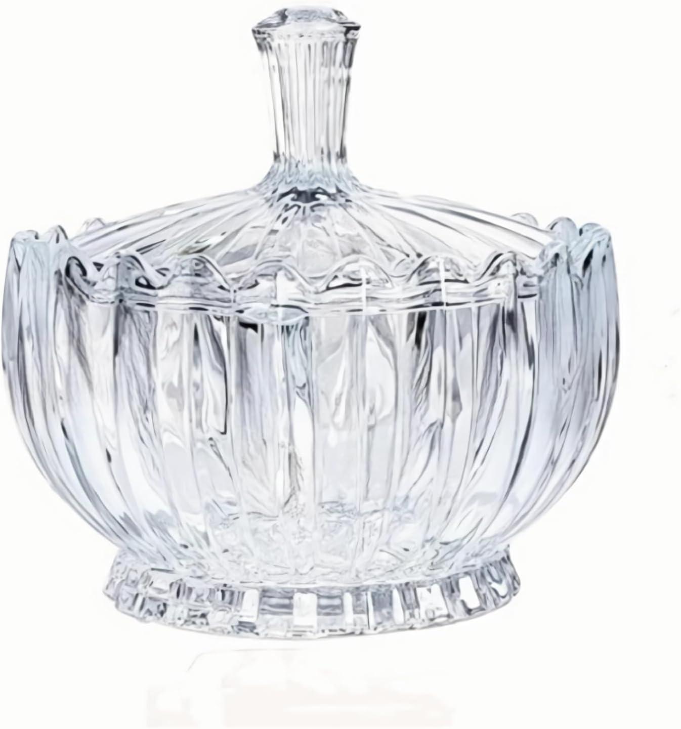 Glass Candy Dish with Lid, 17oz Crystal Glass Candy Bowl | Classic Fancy Glass Canister for Cookies Nuts Chocolates Fruit,Home Wedding Party Decorative Jar