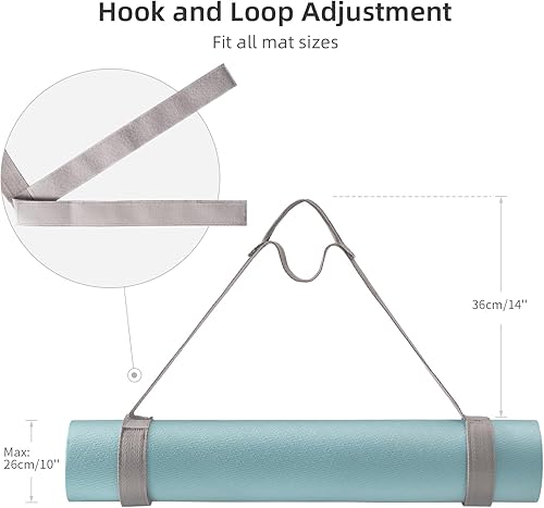 Miniatura 3 de Trilancer Correa ajustable para esterilla de yoga con cierre de gancho y bucle, soporte para tapete de yoga y tapete organizador no incluido