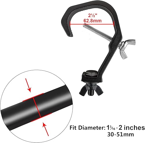Miniatura 2 de heneng 5 abrazaderas C para luz de escenario, se adapta a armadura de diámetro exterior de 1.18 a 2 pulgadas, gancho de abrazadera para iluminación