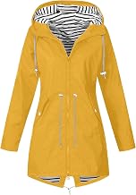 Lightweight Waterproof Jacket Womens Hooded Windproof Coat Pocket Hiking Raincoat Outdoor Walking Work Womens Windbreaker Sport Jacket Plus Size Zipper Ladies Rain Coats Sunscreen Travel Raincoat