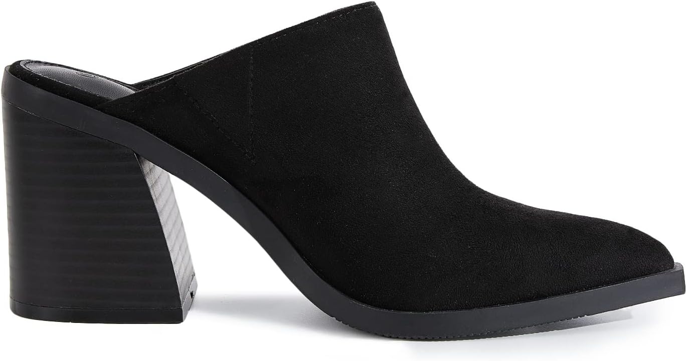 JeimPoey Womens Mules Pumps Point Closed Toe Slip-on Heels Stacked Chunky Block Heel Backless Clogs - Image 7