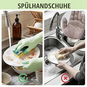 Dishwashing Gloves Reusable 3 Pairs Household Gloves Waterproof Rubber Gloves Long with Non-Slip Handle Cleaning Gloves for Kitchen Bathroom Sinking Garden L