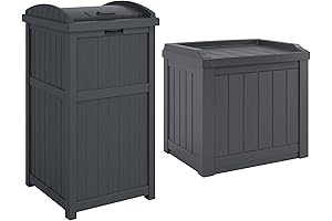 Suncast Deck Garbage Can and Backyard Deck Box