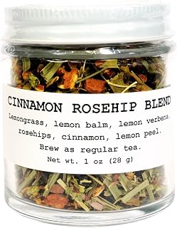 Cinnamon Rosehip Blend 1 oz (28 grams) Herbal Beverage Tea in Glass Jar by Smoke Camp Crafts