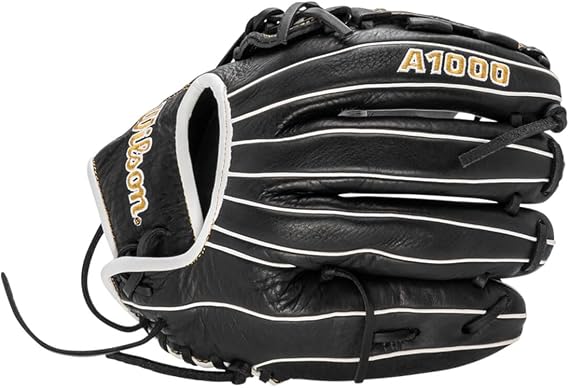 Wilson 2022 A1000 P12 12 Fastpitch Pitcher's Glove - Left Hand Throw, Black/Metallic Gold/White