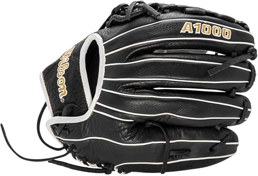 Wilson 2022 A1000 P12 12 Fastpitch Pitcher's Glove - Left Hand Throw, Black/Metallic Gold/White