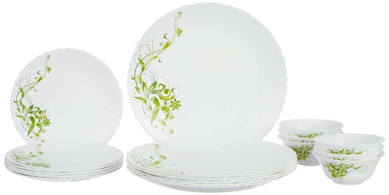Larah by Borosil Erba Opalware 18 Pcs Dinner Set, Opal Glass Dinner at ₹1,002 – Amazon
