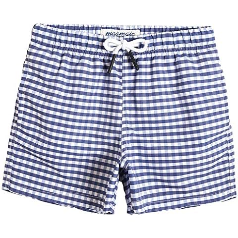 MaaMgic Little Boys' Swimming Shorts Beach Trunk Toddler Swim Shorts Boardshorts Lightweight Beach Shorts Adjustable Waist All Age,Blue Purple Plaid Cover