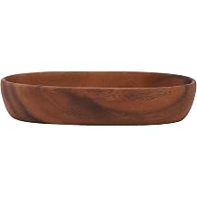 Rengue Wooden Salad Bowl, Serving Bowl, Premium Solid Wood for Fruits, Snacks, and Desserts Wooden Salad, Large Capacity Boat Shaped Nan Kitchen Small