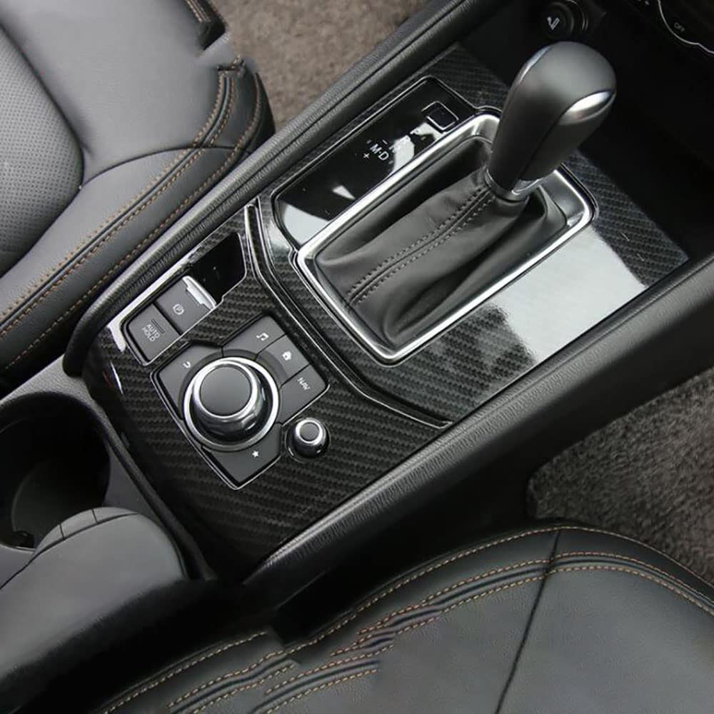 Schalttafel Verkleidung Abdeckung Rahmen, Riloer Kohlefaser Auto ABS Schaltknauf Konsole Verkleidung Rahmenabdeckung für M-AZDA CX5 2017-2022, kratzfest verschleißfest
