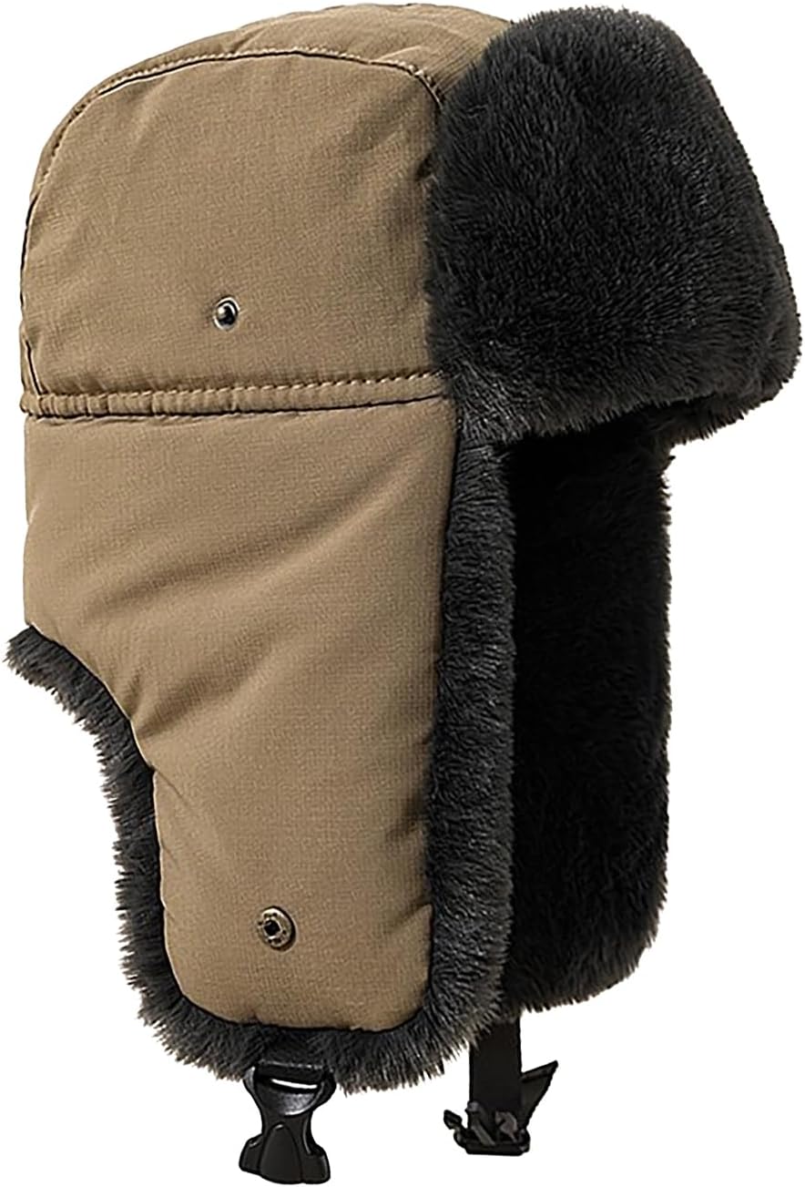 Mens Trapper Hat Russian Ushanka Hat Faux Fur Ear Flap Hats with Chin Buckle for Women Ski Cap for Winter Outdoor