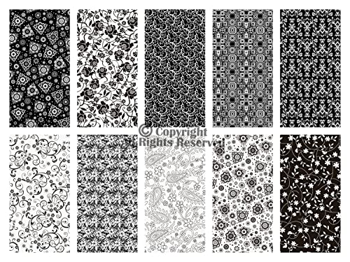 Craftido -25 Options- 100% Cotton Quilting Fabric Bundles 10Pcs Fat Quarters 18”X21”-Medium Weight 5.2 Oz- For Quilting, Sewing Project, Patchwork, Diy Crafts - Black & White Flower #TOP1
