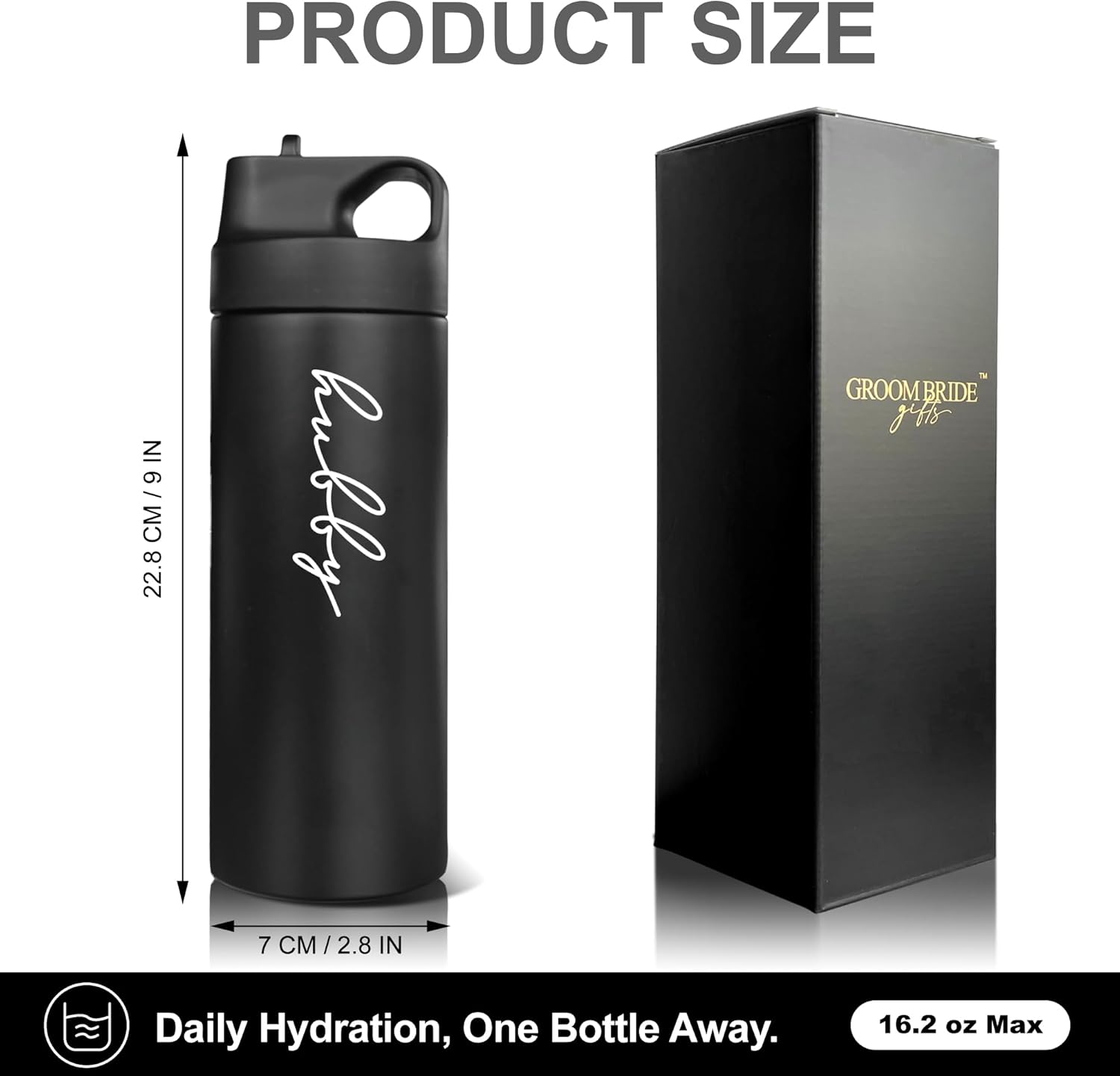 Husband and Wife Cups | Honeymoon Essentials & Gift for Couples | Hubby and Wifey Water Bottles - Image 2
