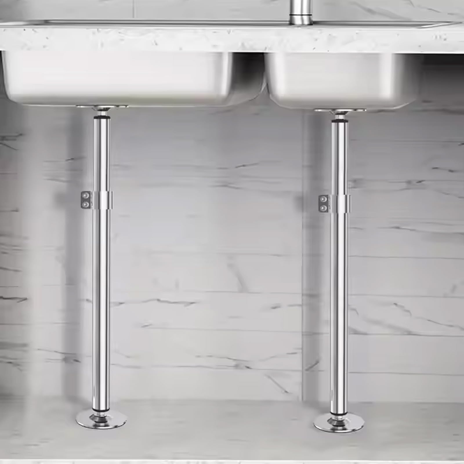 Supports D'évier Encastrés, 2PCS Réglables Supports D'éviers De Cuisine En Acier Inoxydable Kit De Montage évier Sous Plan De Cuisine Et évier De Salle De Bain - 41-70 cm
