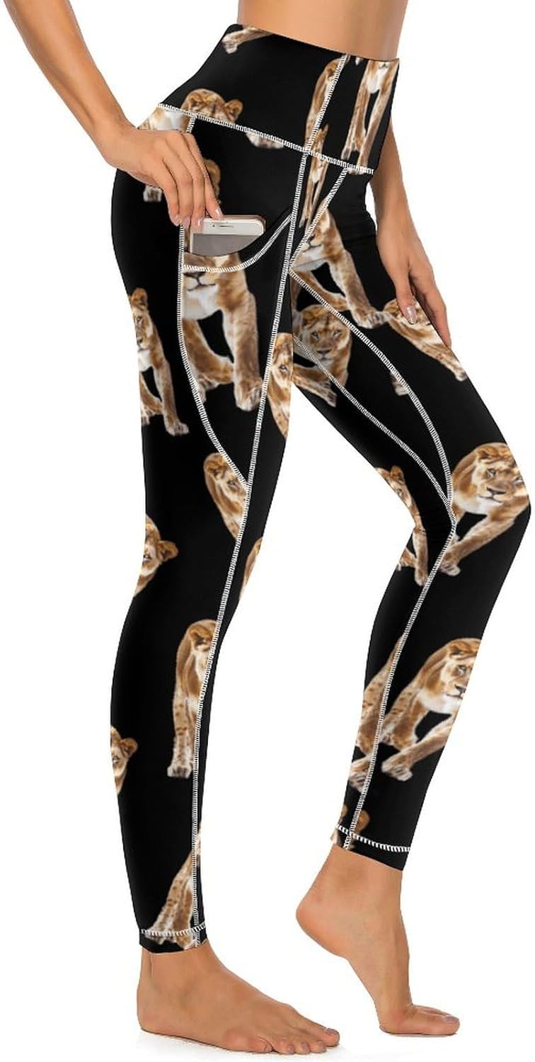 Lioness Animal Lion Women's Yoga Pants Novelty High Waist Leggings Workout Running Lounge Pant