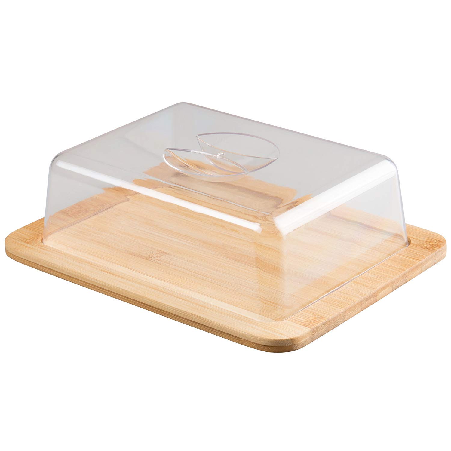 Jonas - Käseglocke / Käsedose / Käse Servierplatte / Bambus Schneidebrett - mit Deckel - Ideal für die Aufbewahrung von Käse oder andere Feinkosten - Abmessungen: 26 x 20 x 7,3 cm LxBxH