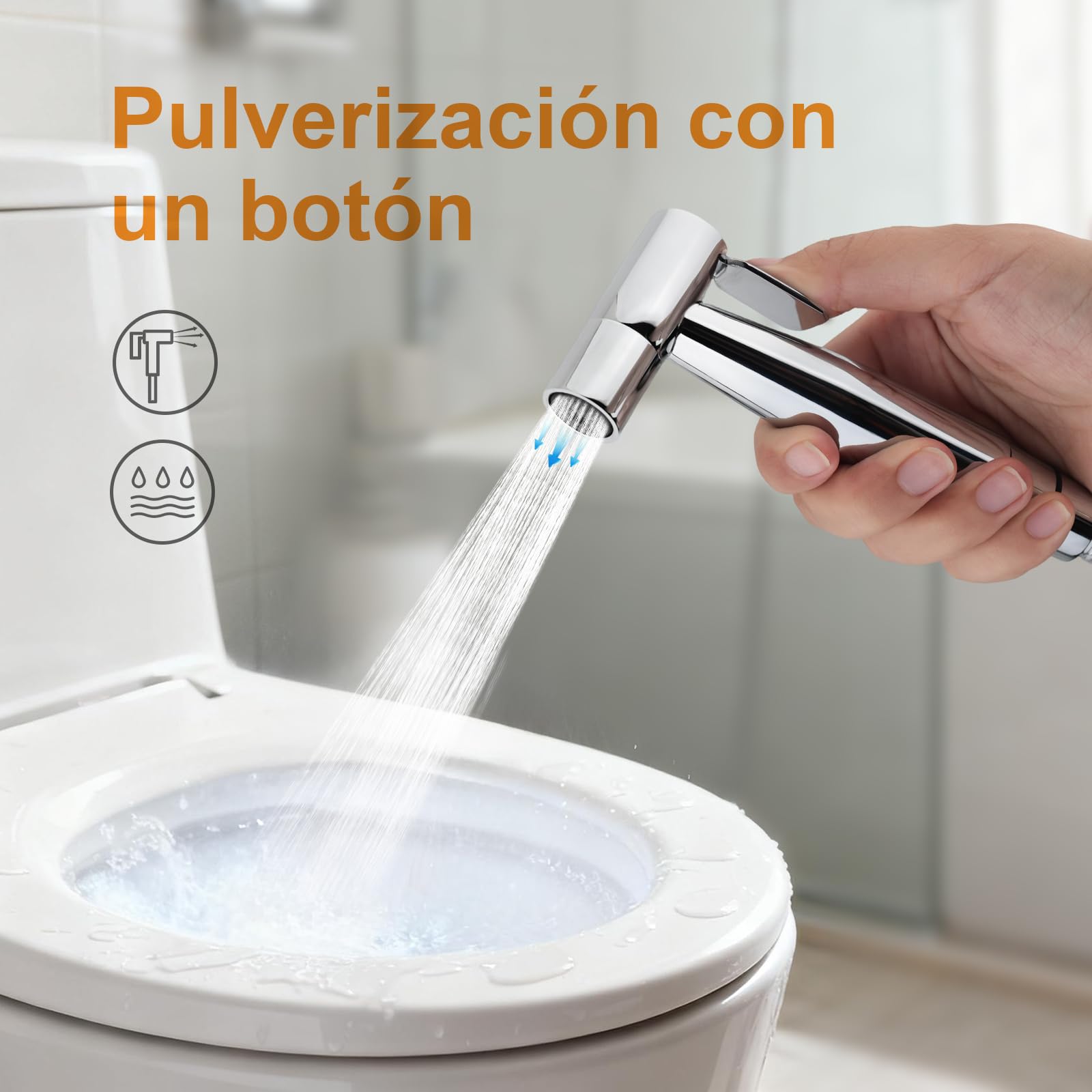 Ibergrif M22004 Grifo Empotrado para WC y Bidé – Mezclador Monomando con Ducha de Mano, Soporte de Pared y Manguera de Acero Inoxidable 1.2m, Plata