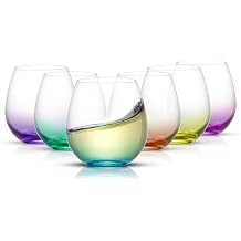JoyJolt HUE Stemless  arap Kadehi Seti. B y k, 15 oz, Saps z, 6'l  Set Beyaz  arap, K rm z   arap, Su, K ks z Margarita Bardaklar  i in K sa  arap Bardaklar , Renkli