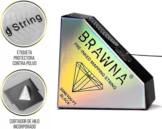 BRAWNA [ 30 m ] Pre-Inked Mapping String for Eyebrow Measuring - Microblading Supply - PMU Supplies - Black