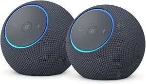Amazon Echo Dot Max (neueste Generation), Lautsprecher mit raumfüllendem Klang und integriertem Smart-Home-Hub, Graphit, mit Alexa+ Early Access (Packung mit 2)