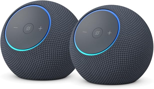 Amazon Echo Dot Max (neueste Generation), Lautsprecher mit raumfüllendem Klang und integriertem Smart-Home-Hub, Graphit, mit Alexa+ Early Access (Packung mit 2)
