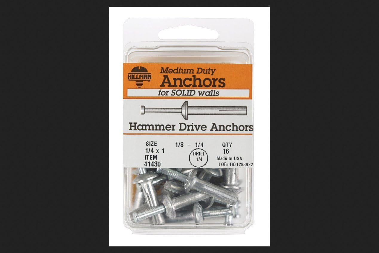Hillman 1/4 in. Dia. x 1 in. L Zinc Round Head Hammer Drive Anchor 16 pk