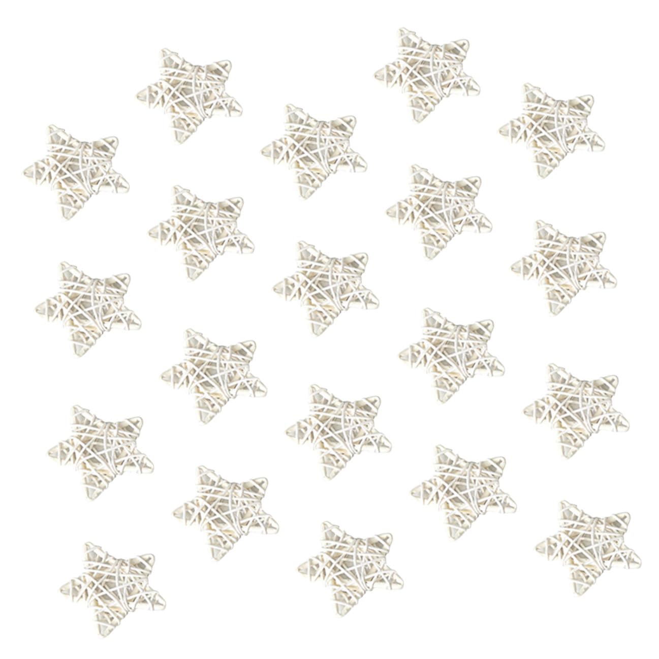 Étoiles en rotin blanc 6 cm Homoyoyo pour décoration suspendue naturelle x20