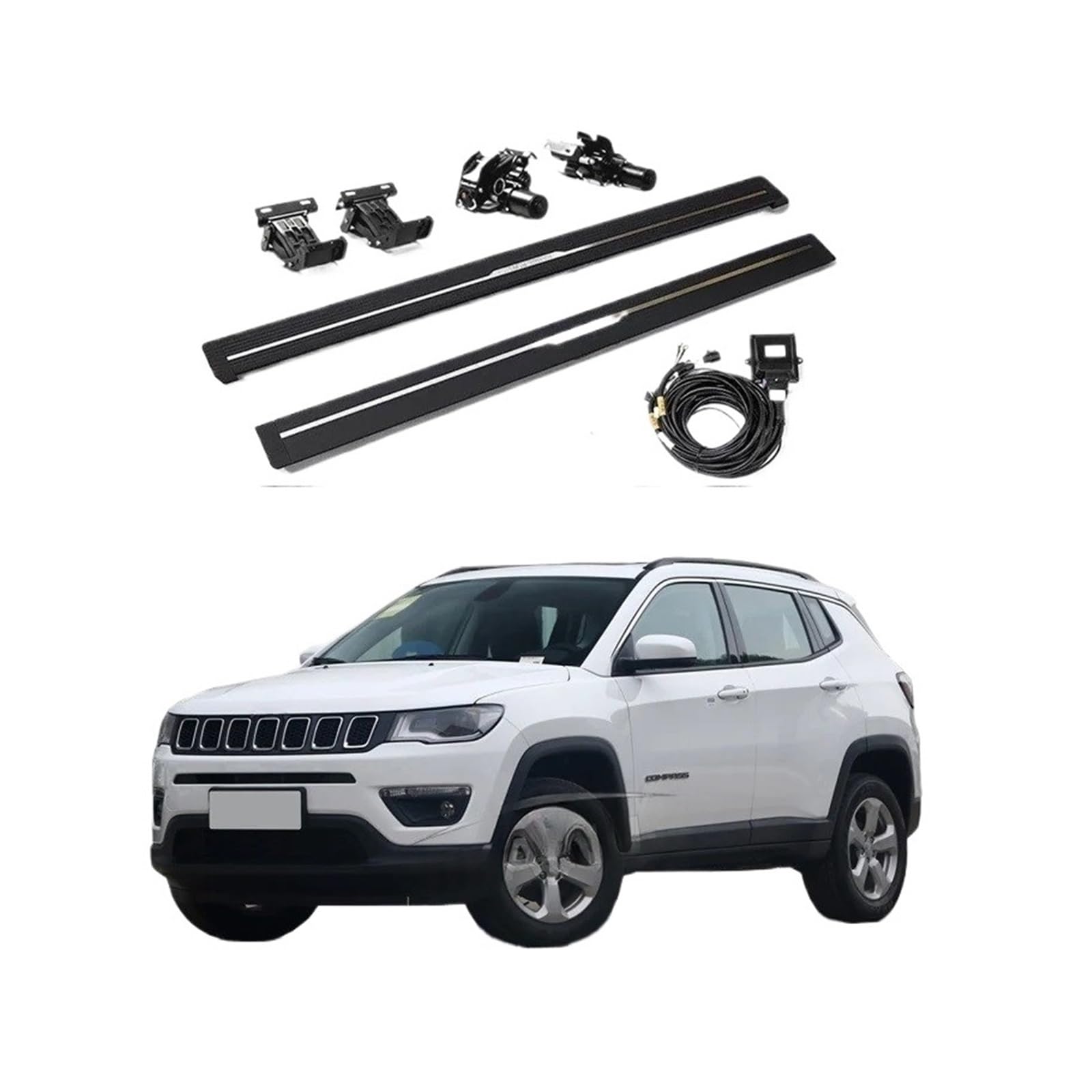 Estribos laterales eléctricos retráctiles y plegables automáticamente, Compatible con Jeep Compass((2017-))