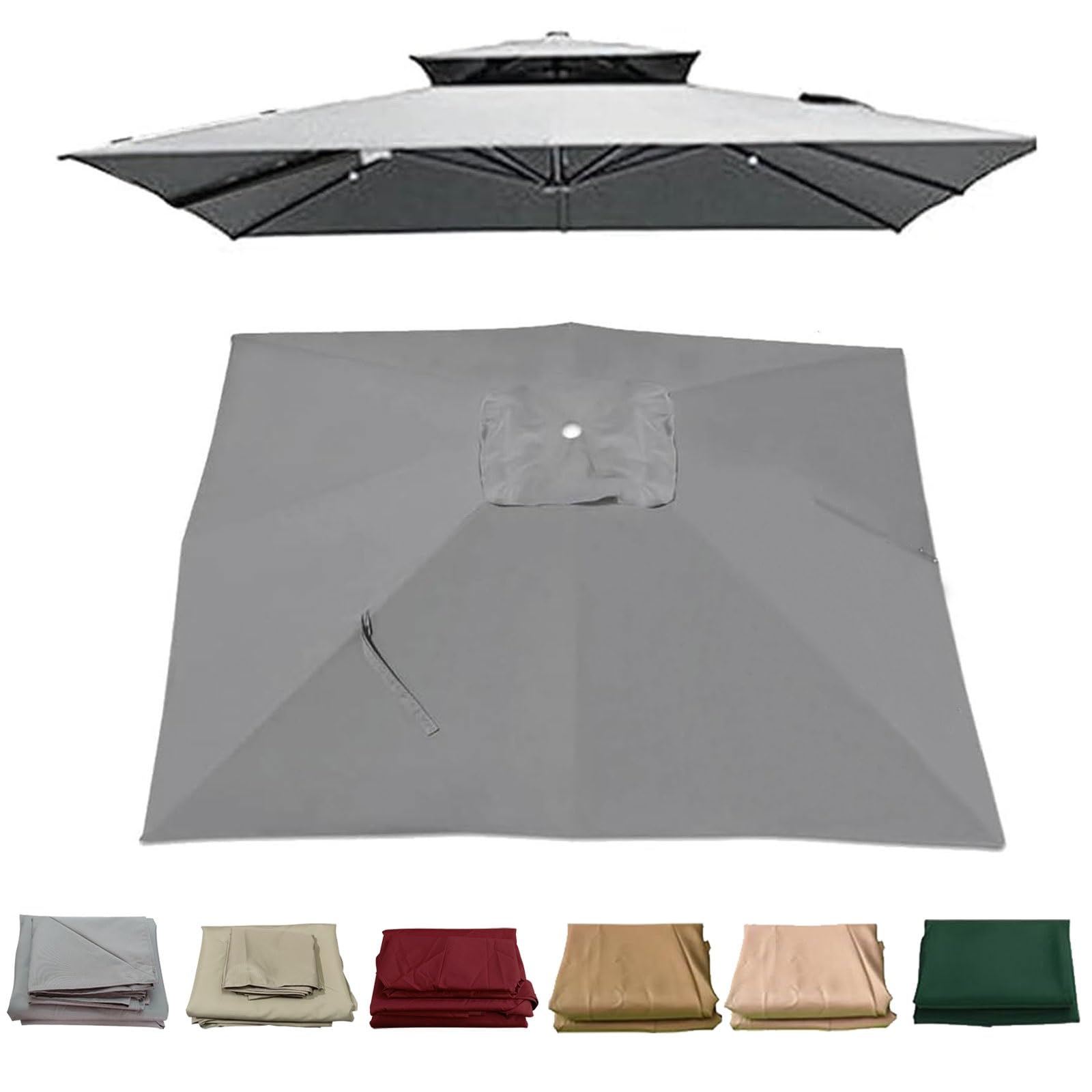 2.5x2.5m/3x3M Square Patio Umbrella Replacement Canopy, 7 Ribs Cantilever Umbrella Top Cover, Hanging Offset Cantilever Outdoor Patio Umbrella Cover Canopy for Backyard Garden Beach Yard(Gris,2.5x2.5m