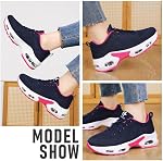Women’s Walking Shoes Air Cushion Running Sneakers Lightweight Breathable Mesh Athletic Tennis Shoes with Arch Support Removable Insole PU Anti Slip Sole Lace Up for Gym Workout Travel Casual Wear