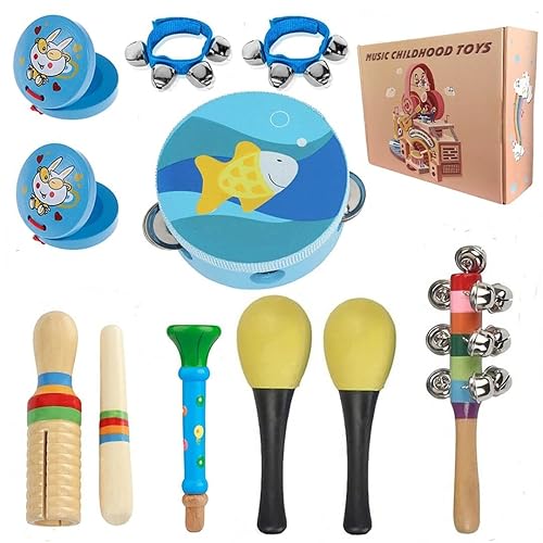 Juego de juguetes de instrumentos musicales para niños instrumentos musicales preescolares para principiantes juguetes de percusión de madera para